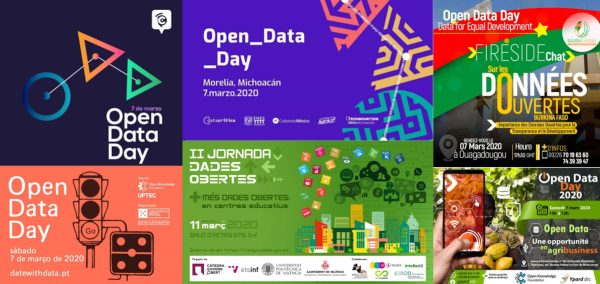 Flyers from Open Data Day 2020 events across the world